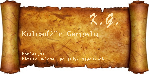 Kulcsár Gergely névjegykártya